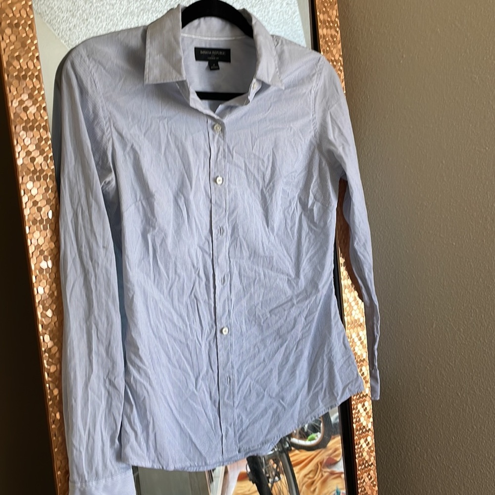 Banana Republic Blue and White Button Down
